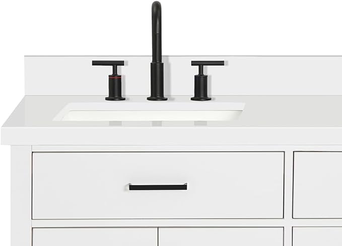 ARIEL Hepburn 72-inch Bathroom Vanity with Sink,Solid Wood, 1.5-inch Pure White Quartz Countertop & Backsplash, Double Rectangular Porcelain Sink, 4 Soft Closing Doors, 6 Dovetail Drawers, White