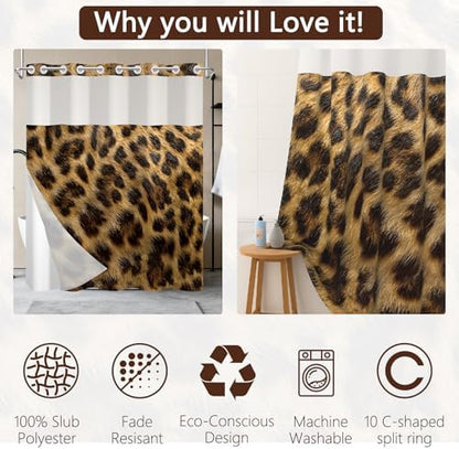 No Hook Shower Curtain with Snap in Liner 71x74 Inch