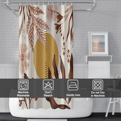 Boho Brown Shower Curtain for Bathroom 54x72 Inch