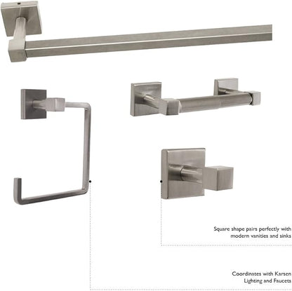 Design House Karsen 4-Piece Bathroom Accessory Set, Oil Rubbed Bronze, Includes Towel Bar, Towel Ring, Toilet Paper Holder, and Robe Hook – Design House, 188557