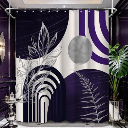 Dark Purple and Grey Extra Long Shower Curtain, Tall 72X84 in