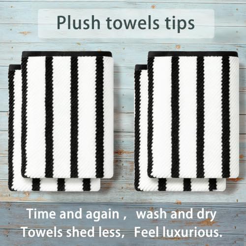 VOOVA & MOVAS Bath Towels 4PC, 100% Cotton, 30x56 in, Black White