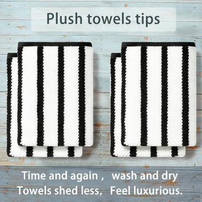 VOOVA & MOVAS Bath Towels 4PC, 100% Cotton, 30x56 in, Black White