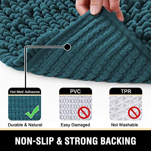 H.VERSAILTEX Toilet Mat U Shaped Bathroom Rugs Bath Mats for Bathroom Non Slip Luxury Chenille Bath Mat U Shape 20x24 Extra Soft and Absorbent Shaggy Rugs Washable Dry Fast - Dark Teal