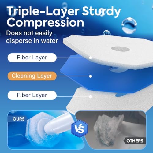 50 Pcs Disposable Toilet Cleaner Refill Pads, Universal Toilet Bowl Brush Replacement Heads, Durable Deep Cleaning Refills, Fresh Scent Bathroom Cleaning Supplies