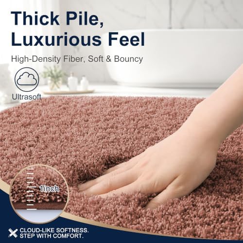 OLANLY Microfiber Bathroom Runner Rugs 44x24, Ultra Soft Bath Mat, Mocha