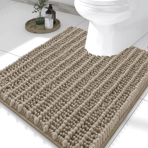 Smiry Bathroom Toilet Rugs U Shaped 24X20, Chenille Bath mats for Toilet