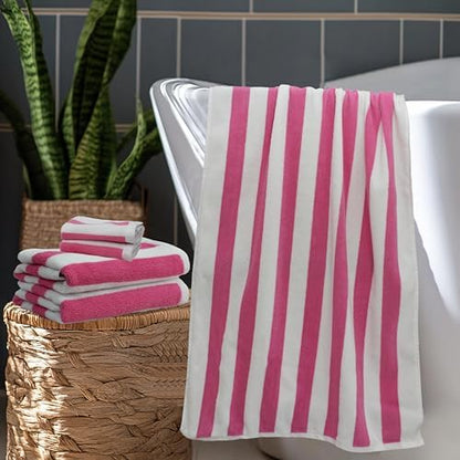 ORIGINAL KIDS 6 Piece Towel Set - 100% Cotton Cabana Stripe Kids Towel Set