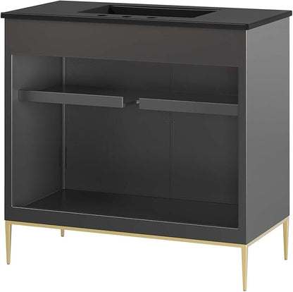 Modway Awaken Bathroom Vanity Cabinet, 36", Black Black