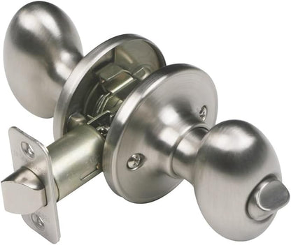 Design House 750497 Egg Privacy Bed and Bath Door Knob Satin Nickel