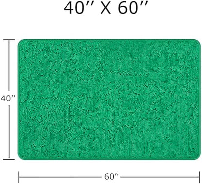 Yeaban Chenille Emerald Bathroom Rug 40"x60",Non-Slip Rubber Backing