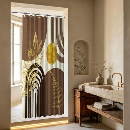 Brown and Gold Stall Shower Curtain, 36X72 in Narrow Small, Mid Century