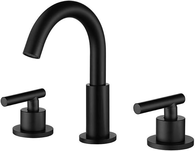Faucet Vintage Durable Brass 3 Hole Double Handle Basin Mixer Faucet for Bathroom Sink with Hot Cold Water(Black) Faucet