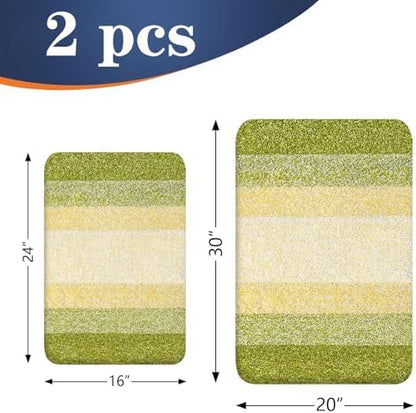 OLANLY Micorfiber Bathroom Rug Set 2 Piece, 30"x20"+24"x16"