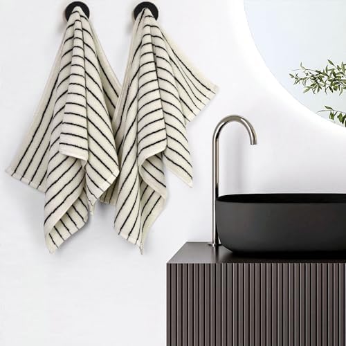 Black and White Striped Hand Towels for Bathroom, Vintage Kitchen Decor