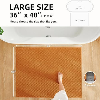 TYUU Large Bathroom Rugs Non Slip Washable Bath Rugs Super Absorbent Bathroom Rug Thin Quick Dry Low Pile Bath Mats, Orange 36"x48"
