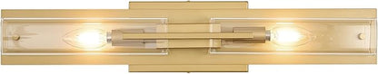 VitaLink Modern Bathroom Vanity Light Fixtures, 24-Inch Gold Modern Glass Bathroom Wall Lighting Fixtures Over Mirror Wall Mounting Lighting for Living Rooms Hallways Bedrooms