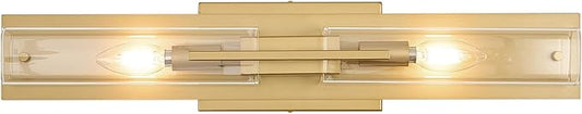 VitaLink Modern Bathroom Vanity Light Fixtures, 24-Inch Gold Modern Glass Bathroom Wall Lighting Fixtures Over Mirror Wall Mounting Lighting for Living Rooms Hallways Bedrooms