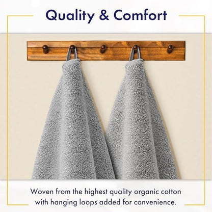 Alusa Home 100% Organic Zero-Twist Cotton Towels - GOTS Certified Luxury Bath Towels - Ultra Soft & Plush 700GSM Long-Staple Cotton - 6 Piece Towel Set (Pewter Grey)
