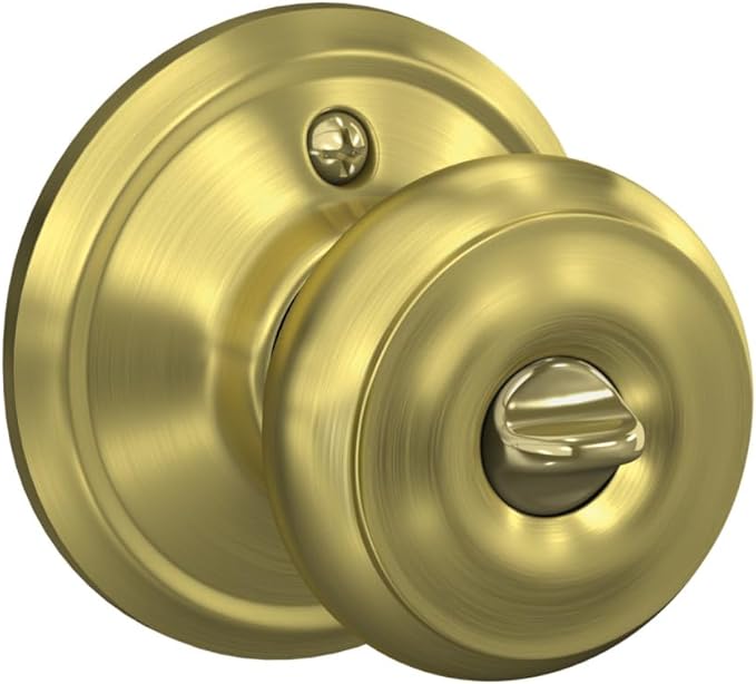 SCHLAGE F51A GEO 608 Georgian Knob Keyed Entry Lock, Satin Brass
