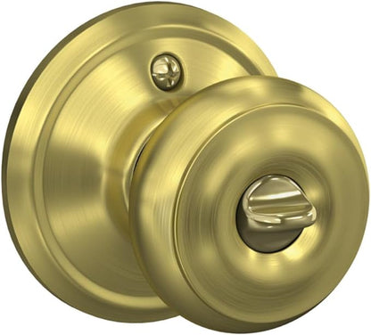 SCHLAGE F51A GEO 608 Georgian Knob Keyed Entry Lock, Satin Brass