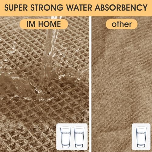 IM HOME Waffle Bath Mat Beige 4'x2', Boho Woven Modern Bath Mat Rugs, Absorbent Non Slip Bathroom Rugs, Soft Washable Bath Rugs with Tassels for Bathroom, Bedroom, Kitchen, Shower, Tub