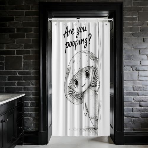 Small Stall Shower Curtain Rv are You Pooping Mushroom, 36 x 72 Inch