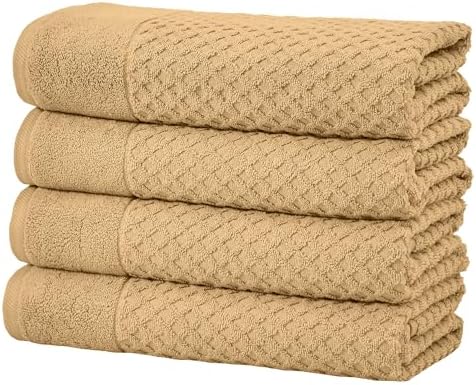 Great Bay Home Bath Towels - 100% Cotton 4 Pack 54x27 Bath Towel Set - Absorbent, Durable, Quick-Dry Towels for Bathroom (Sand)