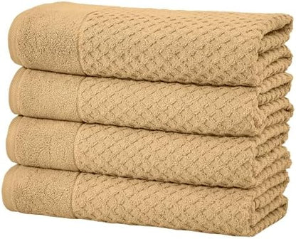Great Bay Home Bath Towels - 100% Cotton 4 Pack 54x27 Bath Towel Set - Absorbent, Durable, Quick-Dry Towels for Bathroom (Sand)