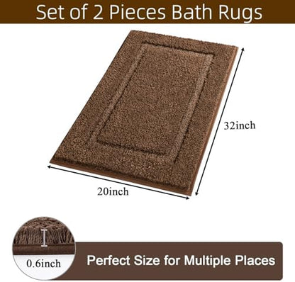 SHACOS Soft Microfiber Dark Brown Bathroom Rugs Sets 2 Pieces 32x20 inch