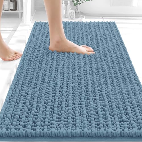 OLANLY Bathroom Rugs 34x21, Thick Soft Absorbent Chenille Bath Rugs