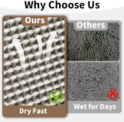 Long Bath Mat, Waffle Bathroom Runner Rug Non Slip Washable, 24 x 60