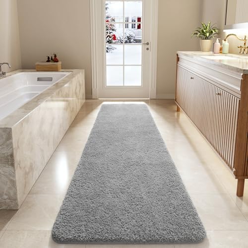 LOCHAS Bathroom Rug Runner 24x84 Inch, Bath Rugs Non Slip, Grey