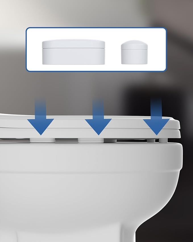 Hibbent 10 pieces Toilet Seat Bumpers for Bidet Attachment, Strong Adhesive with 2 Thickness TPE Pads(2 Heights), Universal Buffer Toilet Lid Rubber Bumpers, White