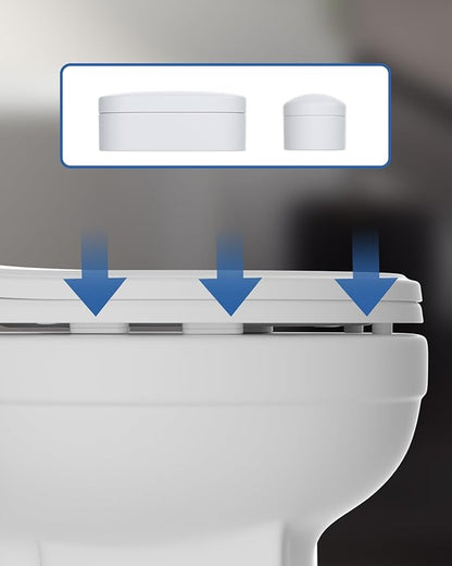 Hibbent 10 pieces Toilet Seat Bumpers for Bidet Attachment, Strong Adhesive with 2 Thickness TPE Pads(2 Heights), Universal Buffer Toilet Lid Rubber Bumpers, White