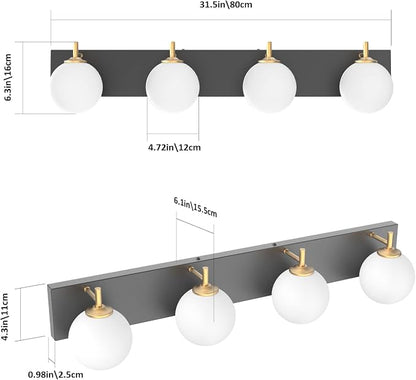 Aipsun Mid Century Modern Vanity Light 4 Lights Milky Glass Modern Bathroom Light Fixtures Over Mirror(Exclude Bulb)