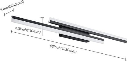 PRESDE 48 Inch Bathroom Light Fixtures Black Vanity Light Bar LED Modern Bath Wall Lighting Over Mirror 3CCT