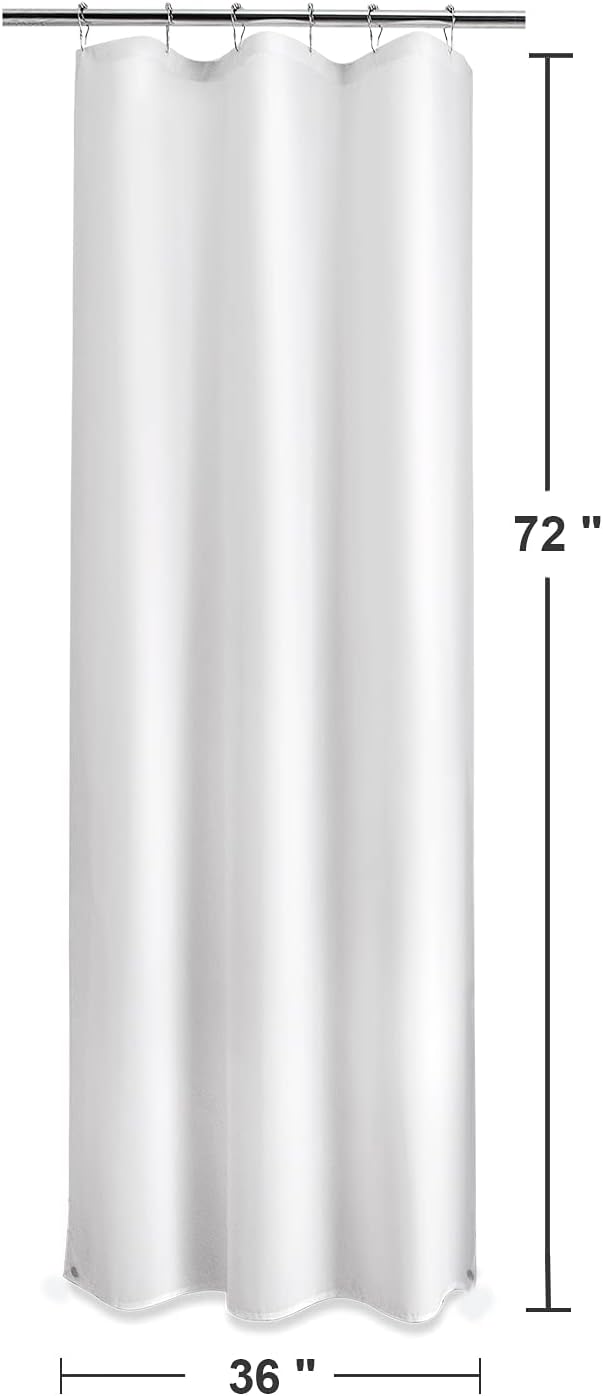 Titanker Small Stall Shower Curtain Liner Washable, 36 x 72 Inches, White Fabric Stall Shower Liner with 2 Magnets, Waterproof RV Shower Liner Soft Lightweight Polyester, White