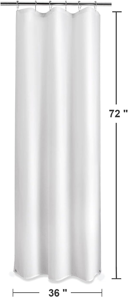 Titanker Small Stall Shower Curtain Liner Washable, 36 x 72 Inches, White Fabric Stall Shower Liner with 2 Magnets, Waterproof RV Shower Liner Soft Lightweight Polyester, White