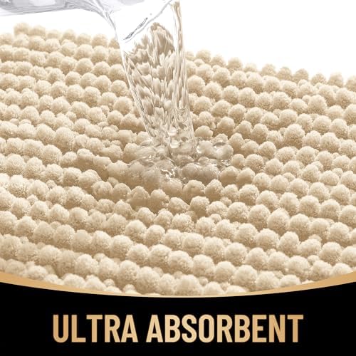 OLANLY Thick Chenille Toilet Rugs U-Shaped 24x20, Beige