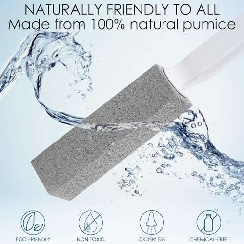 12 Pack Pumice Stone Toilet Bowl Cleaner with Extra Long Handle, Pumice Stone for Toilet Cleaning Toilet Stain Remover Heavy Duty Pumice Toilet Scrubber Brush Removes Hard Water Stains Limescale