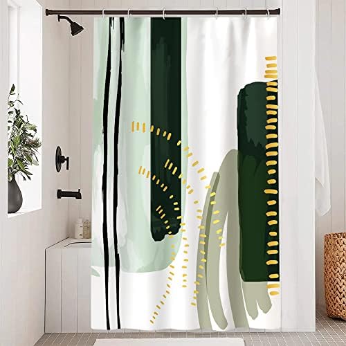 Mid Century Green Shower Curtain for Bathroom 54x72 Inch