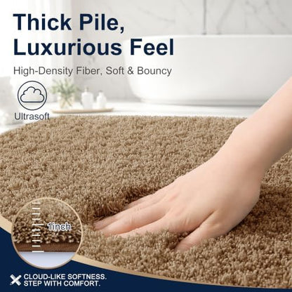 OLANLY Microfiber Bathroom Runner Rugs 59x24, Soft Bath Mat, Dark Beige