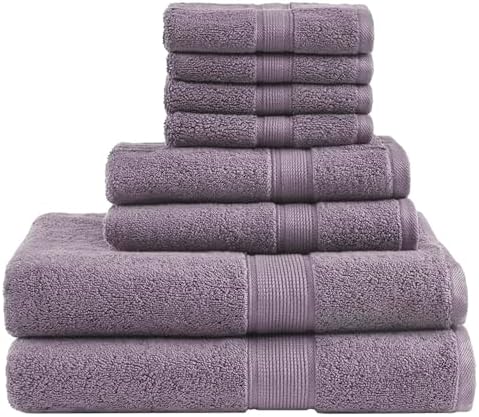 Madison Park 800GSM 100% Cotton Bathroom Bath Towel Set of 8, Light Purple