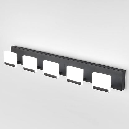 Ralbay LED Modern Bathroom Vanity Light - 5 Light Acrylic Matte Black Vanity Lighting Fixture