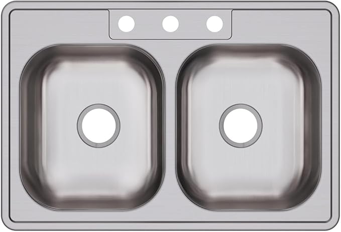 Dayton D233223 Equal Double Bowl Top Mount Stainless Steel Sink