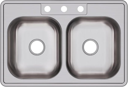 Dayton D233223 Equal Double Bowl Top Mount Stainless Steel Sink