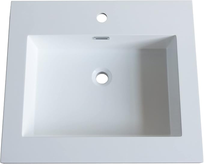 Dowell 25" Bathroom Sink,Single Bowl Vanity Basin,Rectangular Drop-In Bathroom Sink with Overflow,White-000 2522BP