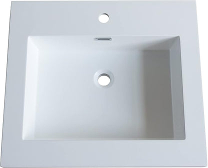Dowell 25" Bathroom Sink,Single Bowl Vanity Basin,Rectangular Drop-In Bathroom Sink with Overflow,White-000 2522BP