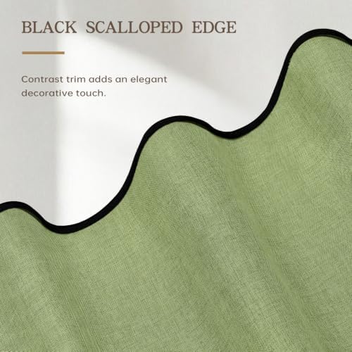 Furlinic Stall Scalloped Shower Curtain No Hook Waterproof Sage Green 48x75